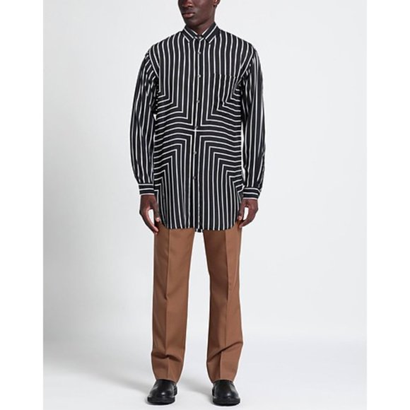 NWT Emporio Armani Black White Striped Lightweight Loose Fit Button Up Shirt - Picture 7 of 9